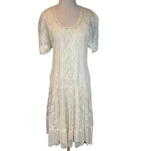 Vintage Off White 2 Piece 70's Gown No Size No Brand Excellent Condition Lace